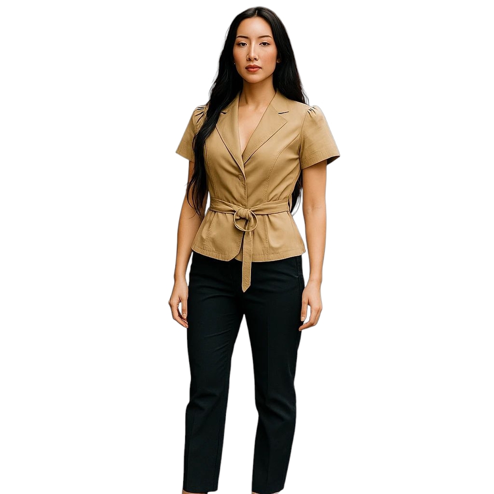 Evelyn Belted Blazer Women 4 Vintage Retro Rockabilly Officewear Short Sleeve